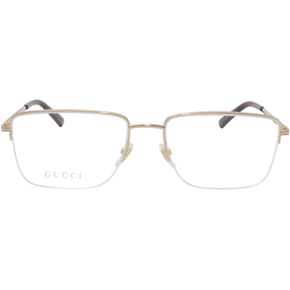 Gucci Gold Eyeglasses 
Semi-Rimless Square Optical Glasses